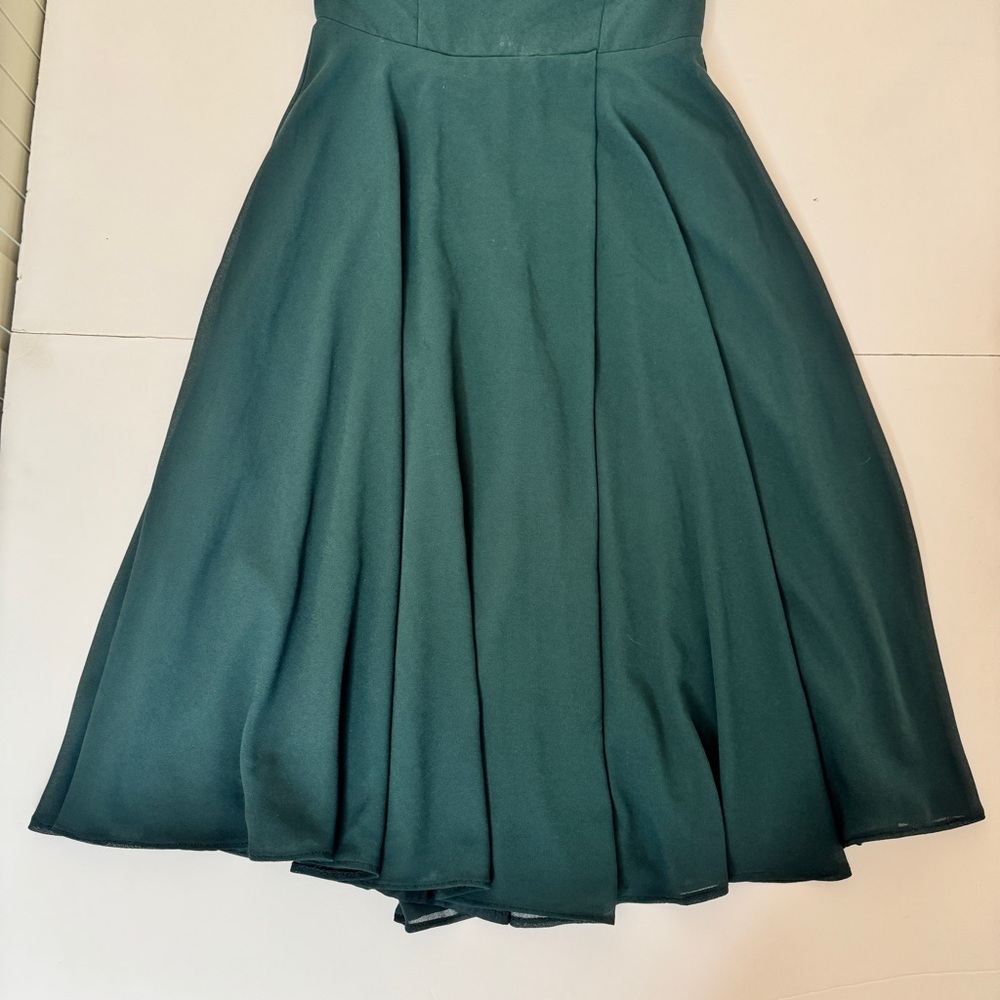 Lulus Letter of Love Mini Dress Emerald Green Backless Skater Slit Chiffon Sz XS - Picture 11 of 16